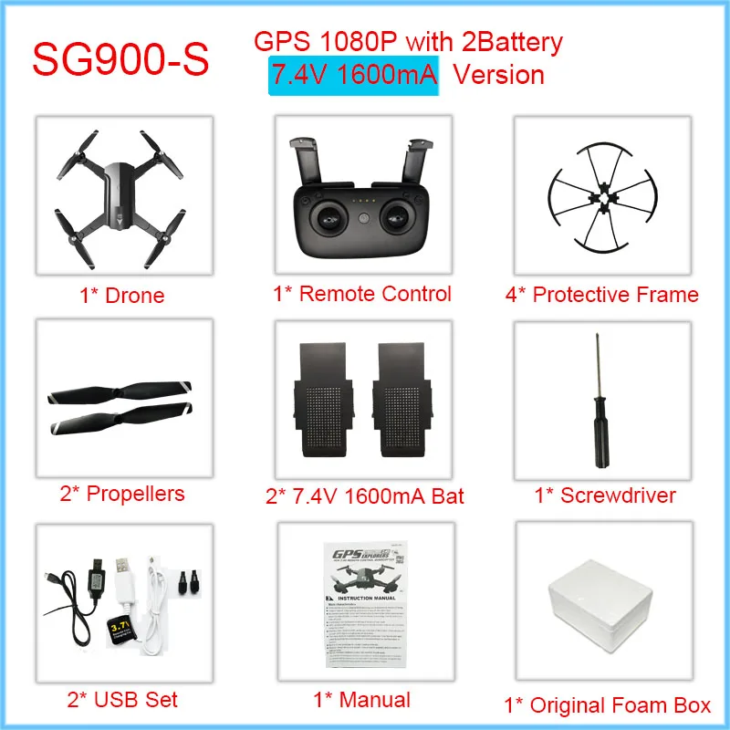 Профессиональный gps Дрон с wifi FPV 1080P 720P HD камера SG900S 20minis Flying Follow Me Hold складной Радиоуправляемый Дрон вертолет - Цвет: Black1080p2BFoam