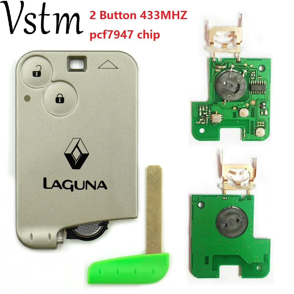 

New 2 Button 433MHZ pcf7947 chip remote card for Renault Laguna with grey blade logo/without logo