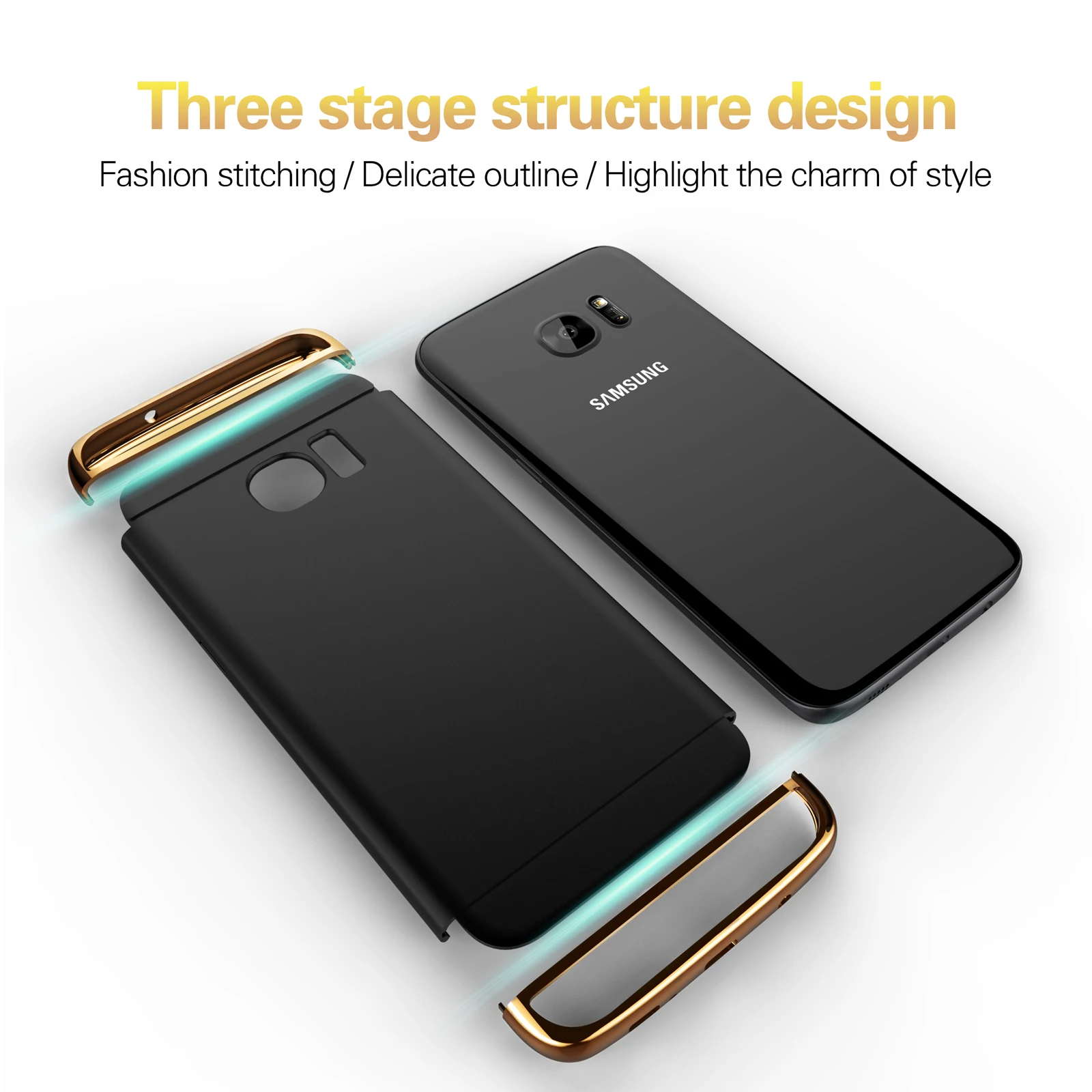 S7 Edge Case Luxury Hard PC 3 in 1 Hybrid Case For Samsung Galaxy S7 Edge Case Luxury Hard PC 3 in 1 Hybrid Case For Samsung Galaxy S7 Edge Slim Matte Bling Arc Armor Full Back Plastic Cover in Fitted Cases from