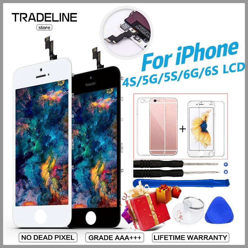 

AAA+++ Quality Display For iPhone 4s 5 5se 6 6s LCD With Force Touch Screen Digitizer Assembly Replacement 100% No Dead Pixel