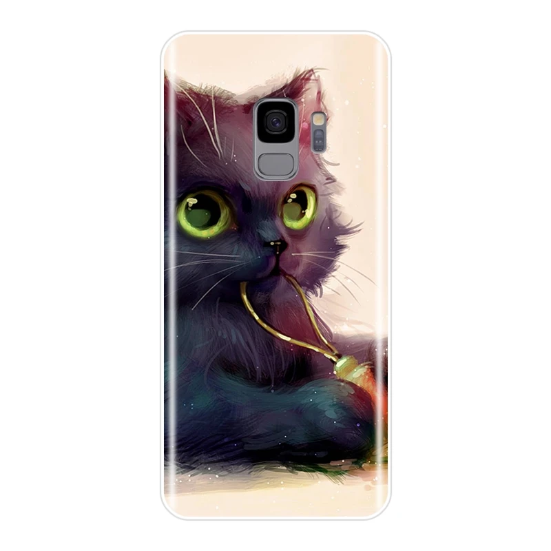 Милый силиконовый чехол для телефона с котом для samsung Galaxy Note 4 5 8 9, мягкая задняя крышка для samsung Galaxy S5 S6 S7 Edge S8 S9 Plus, чехол - Цвет: No.1