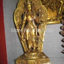 Xd 00648 16." Тибет Буддизм Удивительные Бронзовый Золотой Падмапани Кван Инь Статуя Будды
