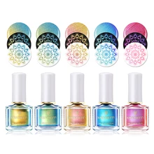 BORN PRETTY 6 мл жемчуг-Хамелеон стемпинг ногтей Покрытие красочный Маникюр DIY дизайн ногтей пластины печать штамповка лак для ногтей
