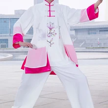 Настроить женщин Pearl хлопок ручная роспись тайцзи одежда Тай Чи Костюмы кунг-фу боевых искусств производительность униформы летом