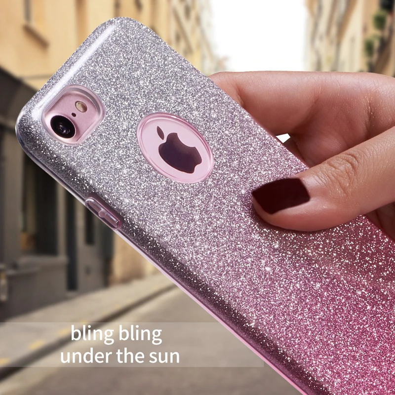 Einfho чехол для iPhone 7 8 6 6S Plus X случай 2 слоя Блестящий Мягкий ТПУ силиконовый Coque 5 5S SE