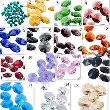 15 Цвет 14 мм DIY Стекло Кристаллы с 2 отверстия Octagon бисер Suncatchers разъемы занавес детали люстры вечерние Свадебный декор
