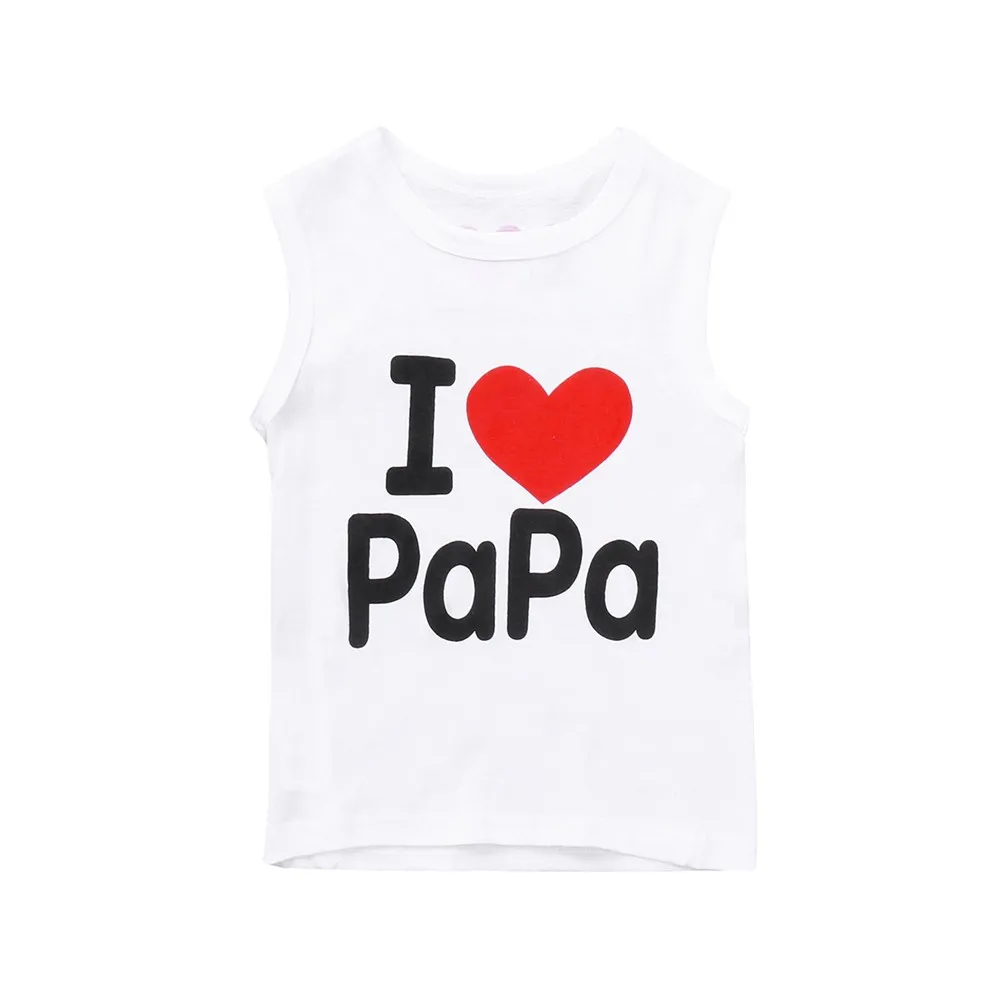 

MUQGEW Children's Kids Shirts 2018 Summer Sleeveless Vest I Love PaPa Mama Printed Vest Tops Toddler Baby Girls Boys Clothes