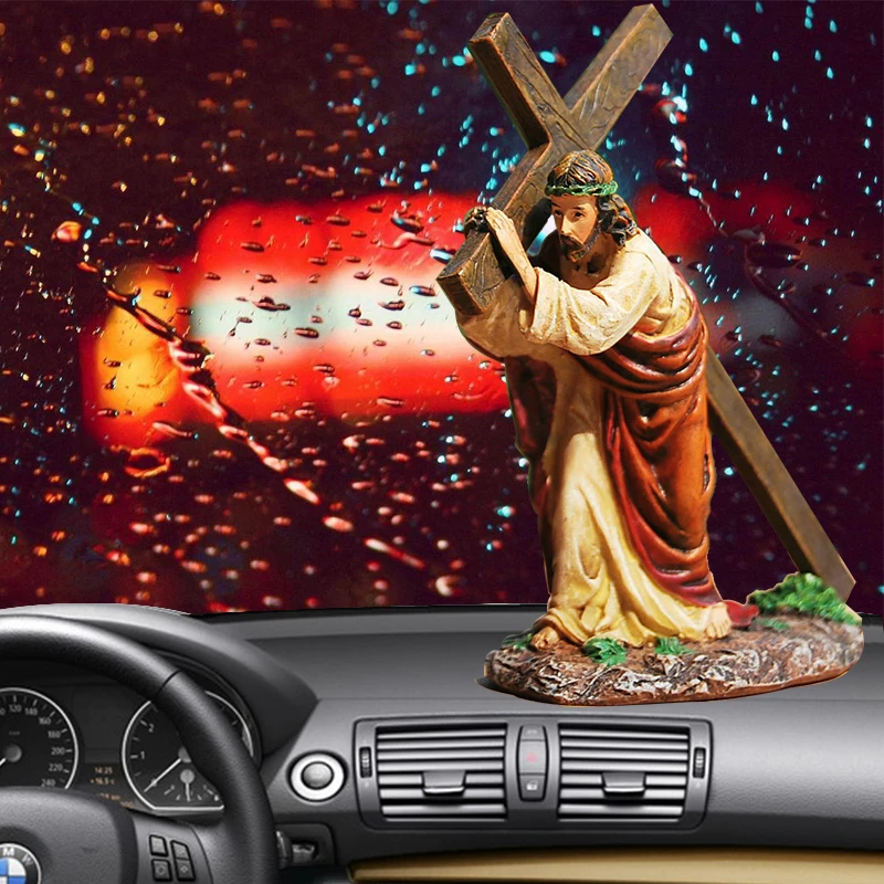 Смола Крест, распятие Статуя Иисуса Статуэтка христианская декорация для автомобилей аксессуары для интерьера подарок