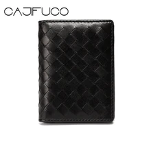 Cajifuco классический Для мужчин карты бумажник овчины держатель кредитной карты Вязание порте Carte тканые портмоне Portefeuille Homme carteira