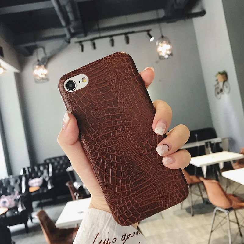 

Phone Case For iPhone 6 Plus 6S 7 8 X Luxury Crocodile Slim Leather PU Solid Color Cover For iPhone 7 8 Simple Business Bag Case