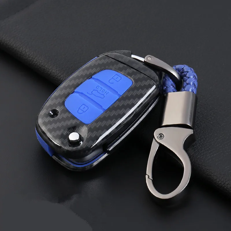 ABS-Carbon-Fiber-Shell-Silicone-Cover-Remote-Key-Holder-Fob-Case-KeyChain-For-Hyundai-Elantra-Tucson (1)