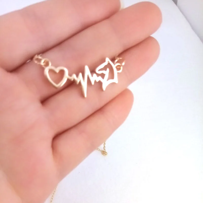 hzew electrocardiogram ECG horse head pendant necklace simple necklaces hzew electrocardiogram ECG horse head pendant necklace simple necklaces