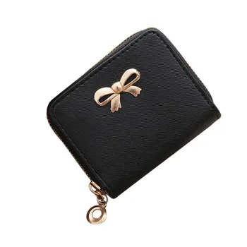 

Woman Wallet zipper PU Bow Coin Purse Fashion Princess Chain Coin Bag Children Lady Korean Style New Bag Square Small Bag
