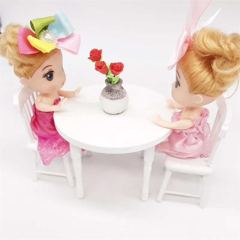 1:12 игрушечная мебель деревянный Миниатюрный белый мини наборы на стулья для куклы бытовой претендует игрушки для девочек кукольный домик