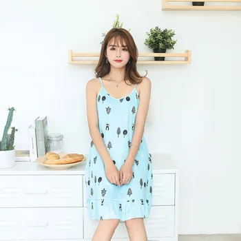 

2019 Women Causal Sleepwear Sexy Summer Women's Print Nightdress Ladies Nightgown