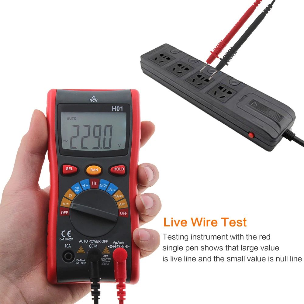 

H01 4000Counts Portable Auto Range Digital Multimeter Backlight AC/DC Ammeter Voltmeter Ohm Wire test Meter Multimeters