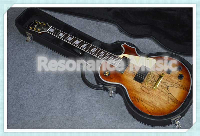 

High Quality Cream Pickguard Nature Wood Suneye LP Custom Style Electric Guitarra With Black Guitar Case For Sale