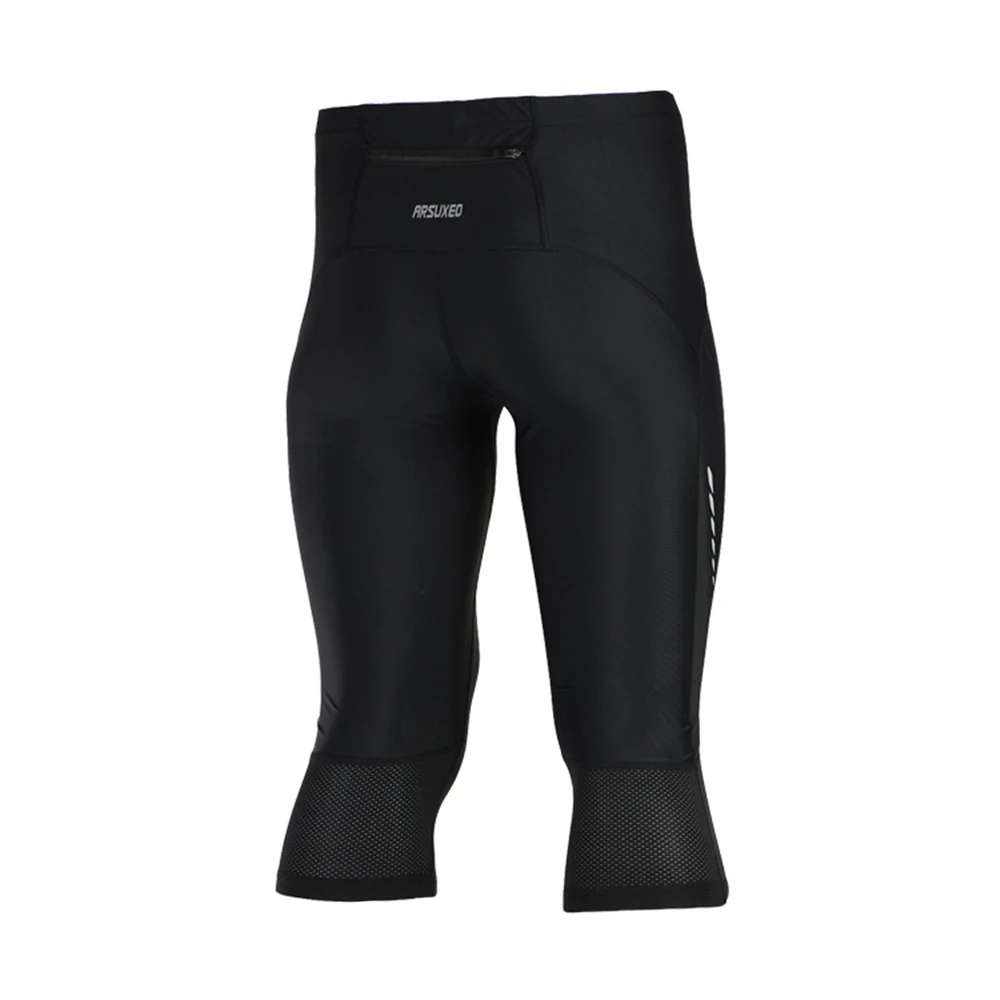 ARSUXEO для мужчин Спорт на открытом воздухе бег 3/4 брюки компрессионное обтягивающее функциональное нижнее белье Спортзал Бодибилдинг тренировки Фитнес Одежда