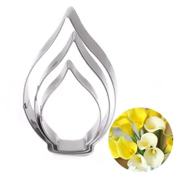 

3Pcs/Set Calla Lily Flower Metal Cookie Cutter Mold Fondant Cake Sugar Craft Pastry Paste Icing Cutting Decoration Baking Tools