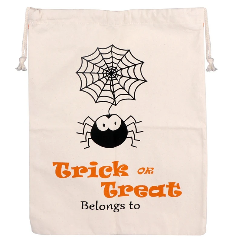 OurWarm 17x14 дюймов на Хэллоуин с надписью Trick or treat сумки для детей многоразовая холщовая вместительная сумка со шнуром Подарочный мешок Хэллоуин вечерние украшения - Цвет: Spider