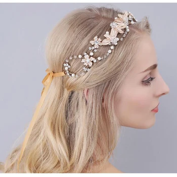 

leaves bridal tiara luxury bridal headbands hair wreath handmade hair vine wedding hairbands crystal pearl hair accessories