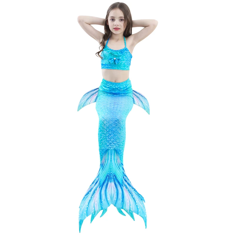 

4 pcs Birthday Gift Mermaid Tail Cosplay Swimsuit Kids Cute Dress Girls Mermaild Costumes with Mono fin