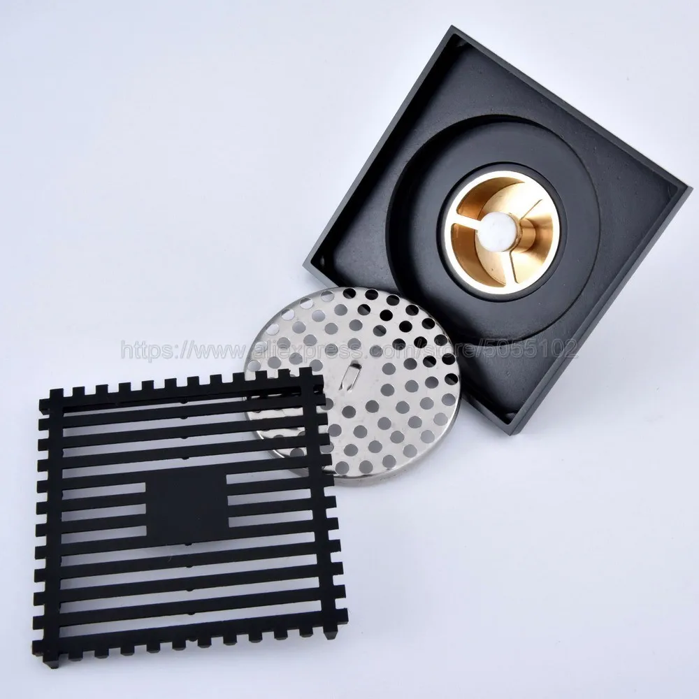 Drains 10*10cm Oil Rubbed Bronze Shower Floor Drain Bathroom Deodorant Euro Square Floor Drain Strainer Cover Grate Waste zhr071