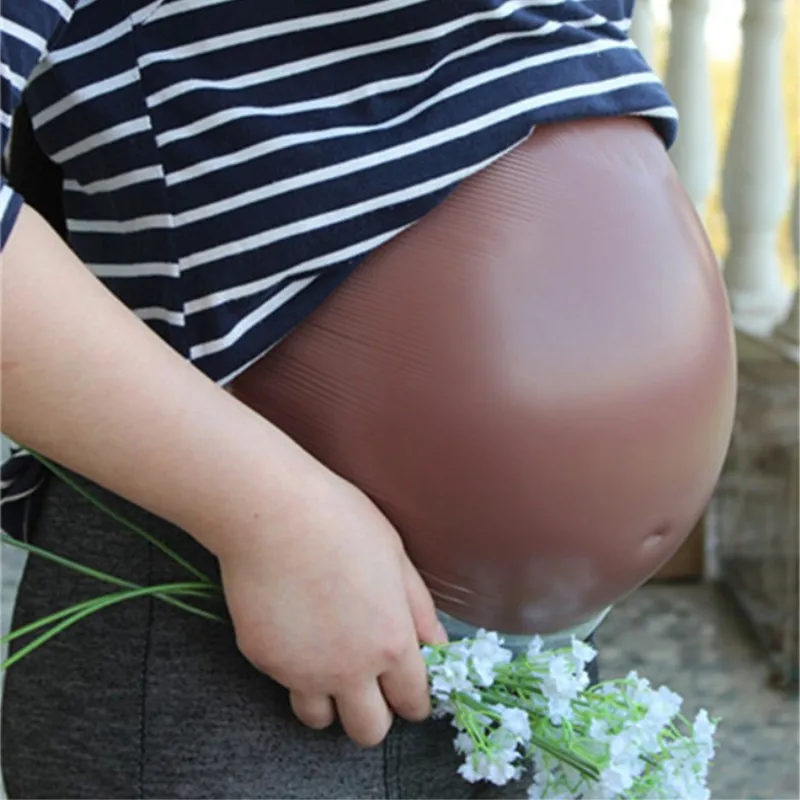 

Triplet 5000g/ piece Brown Artificial Silicone Belly Fake Pregnant Tummy for Crossdresser Movie Props Halloween Spoof Role Play