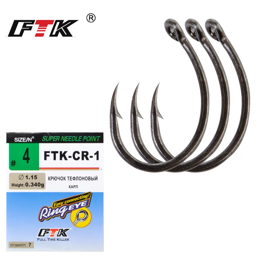 FTK Barbed Hook Size2#/6Pcs Size 4#/7Pcs Size6#/6Pcs Size8#/9Pcs Super Needle Point and hook eye Carp Hooks Fishing Tackle | Спорт и