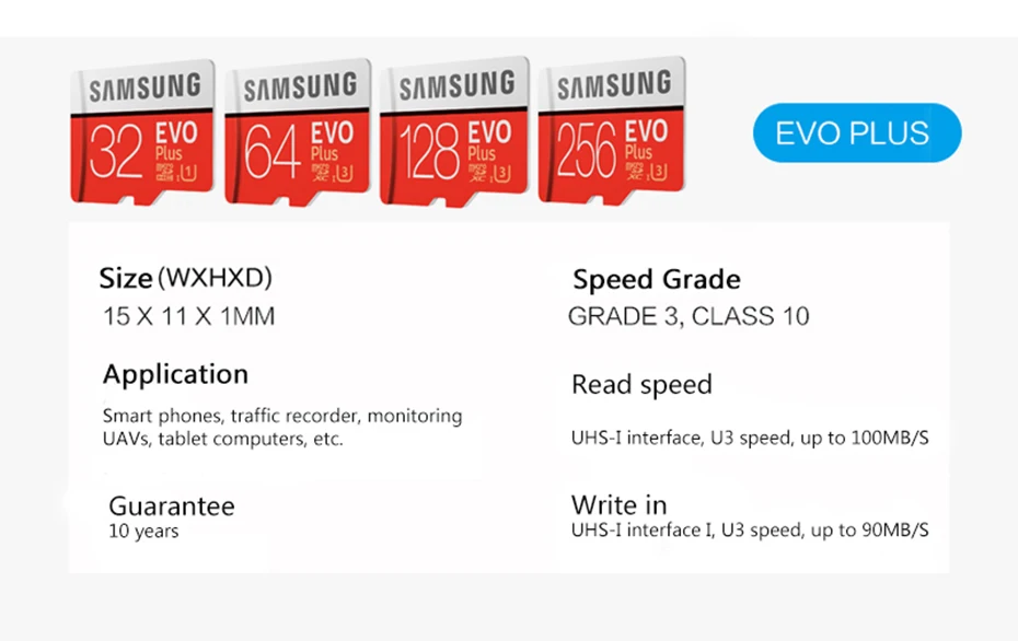 SAMSUNG бренд Evo Plus карта памяти 32 Гб/64 Гб/256 ГБ micro sd 128 ГБ U1 U3 UHS-I карта памяти micro sd