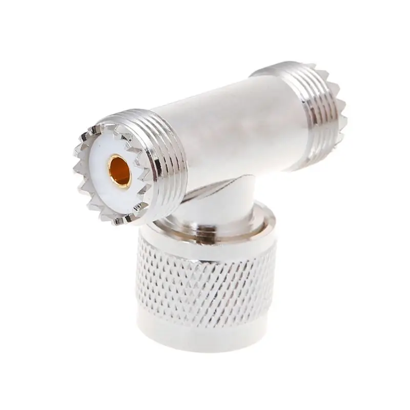 

T Shape UHF Male PL259 To 2 UHF Female SO239 Triple RF Connector 3-way Coaxial Adapter