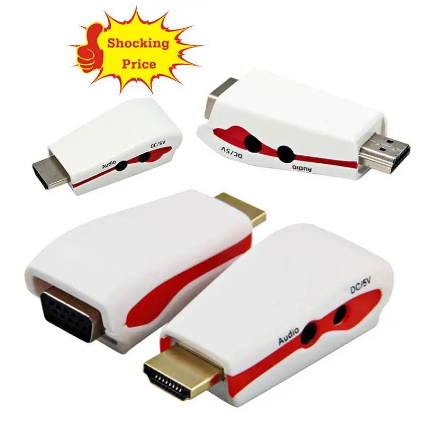 HIPERDEAL 1080P HDMI папа к VGA Женский видео конвертер адаптер + USB кабель питания аудио ПК