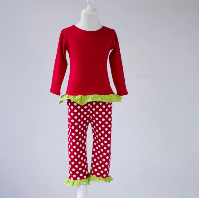 girls red dot long sleeve christmas pajamas family and kids wholesale christmas pajamas