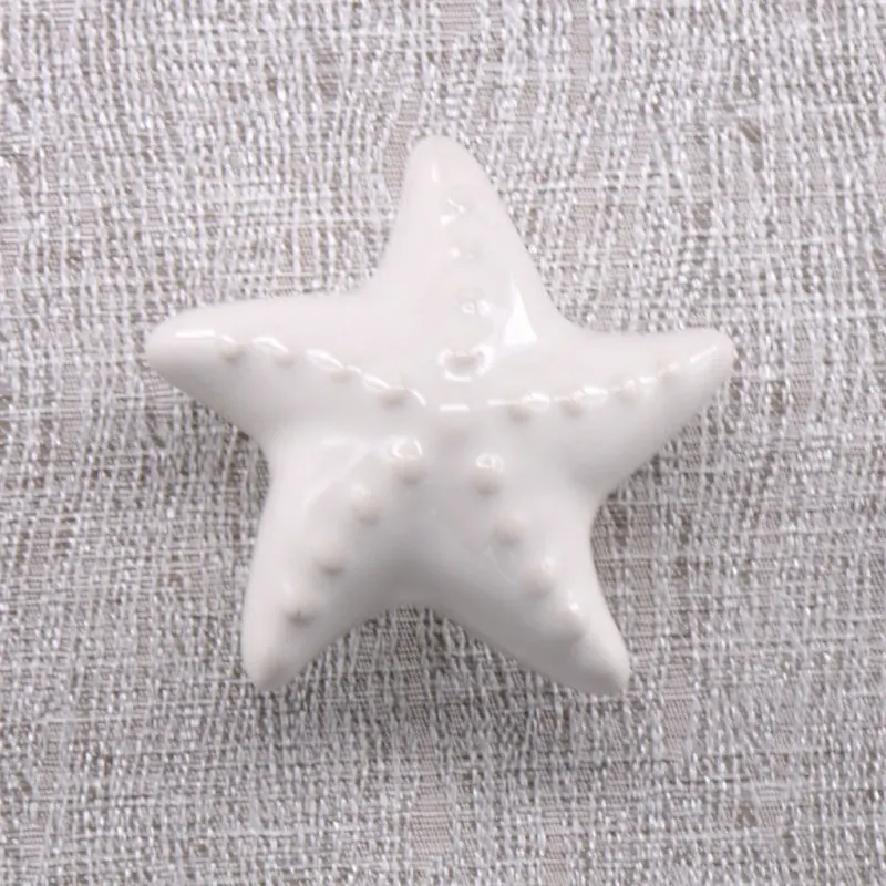 Cute White Ceramic Starfish Knobs Furniture Drawer Pulls Closet