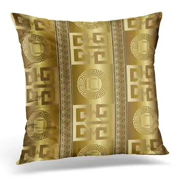 

Throw Pillow Covers Case Modern Abstract Geometric Gold 3D Vintage Greek Key Squares Circles Pillowcase Cushion