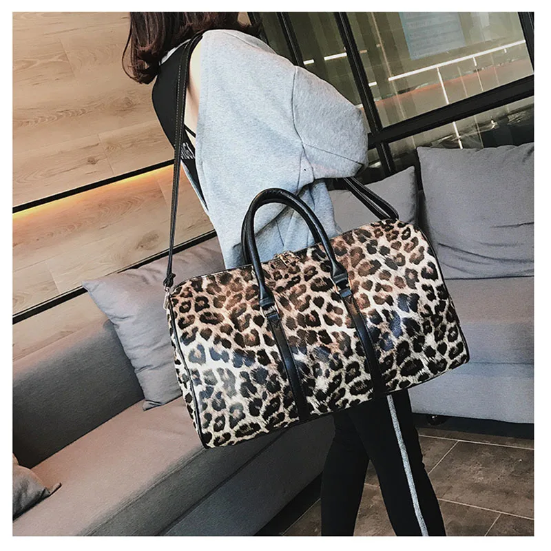 

Crosshill travel duffel bags for women casual pu leather leopord crossbody messenger tote bag large shoulder bolsa feminina