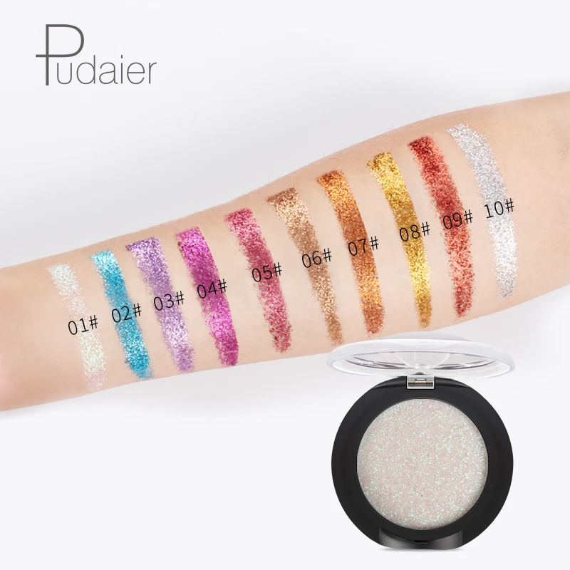 Pudaier Glitter Eyeshadow Palette Yeux Sombra Makeup Metallic Festival Eye Shadow Powder Shimmer Maquiagem Blue Eye Cosmetics