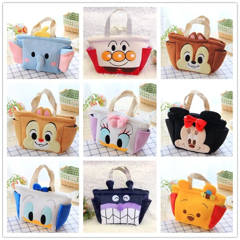 

IVYYE 1PCS Mickey Anpanman Fashion Portable Plush Lunch Bags Cartoon Picnic Bag Food Box Tote Storage For Women Girls Kids NEW