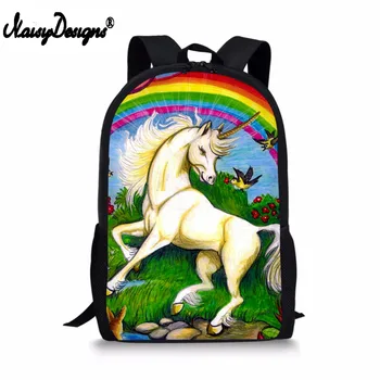 

2019 Rainbow Horse Unicorn School Bags for Girls Primary Women Men Shoulder Set Laptop Travel Bags Satchel Mochila Drop Shipping