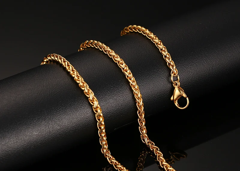 Jewelry - Vnox 24inch Gold-color Chain Necklace Long Stainless Steel Metal Snake/Cable/Round Box Chain