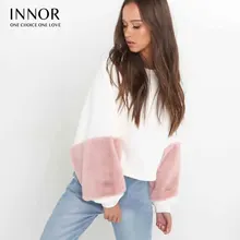 Лсення толстовка с капюшоном и Для женщин из искусственного меха в стиле пэчворк толстовки Повседневное большого размера, с длинным рукавом Пуловеры; Симпатичная Moletom Infantil Menino