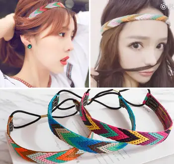 

vintage bohemian ethnic Arrow Pattern fabric elastic headband hair band designer hair accessories