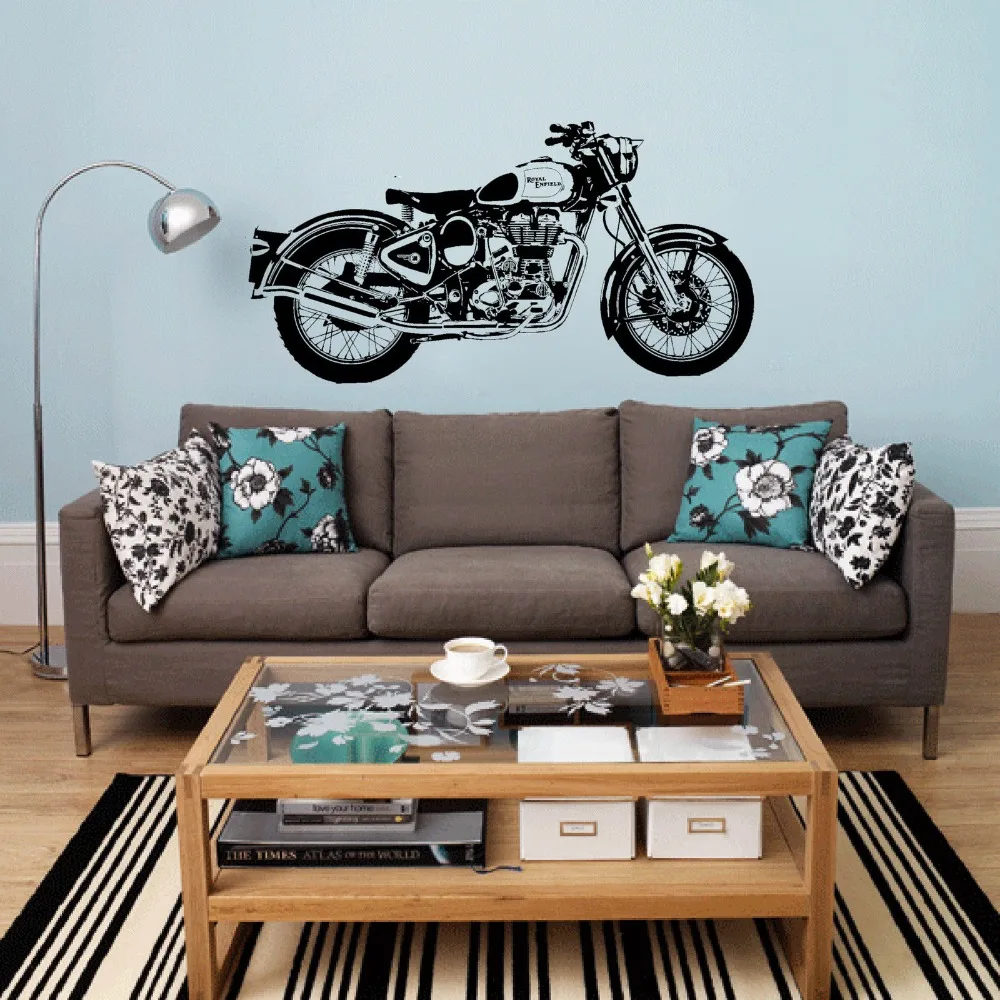 Royal Enfield Motorbike English Wall Stickers Decor Bedroom Decals Removable Vinyl Art Decor