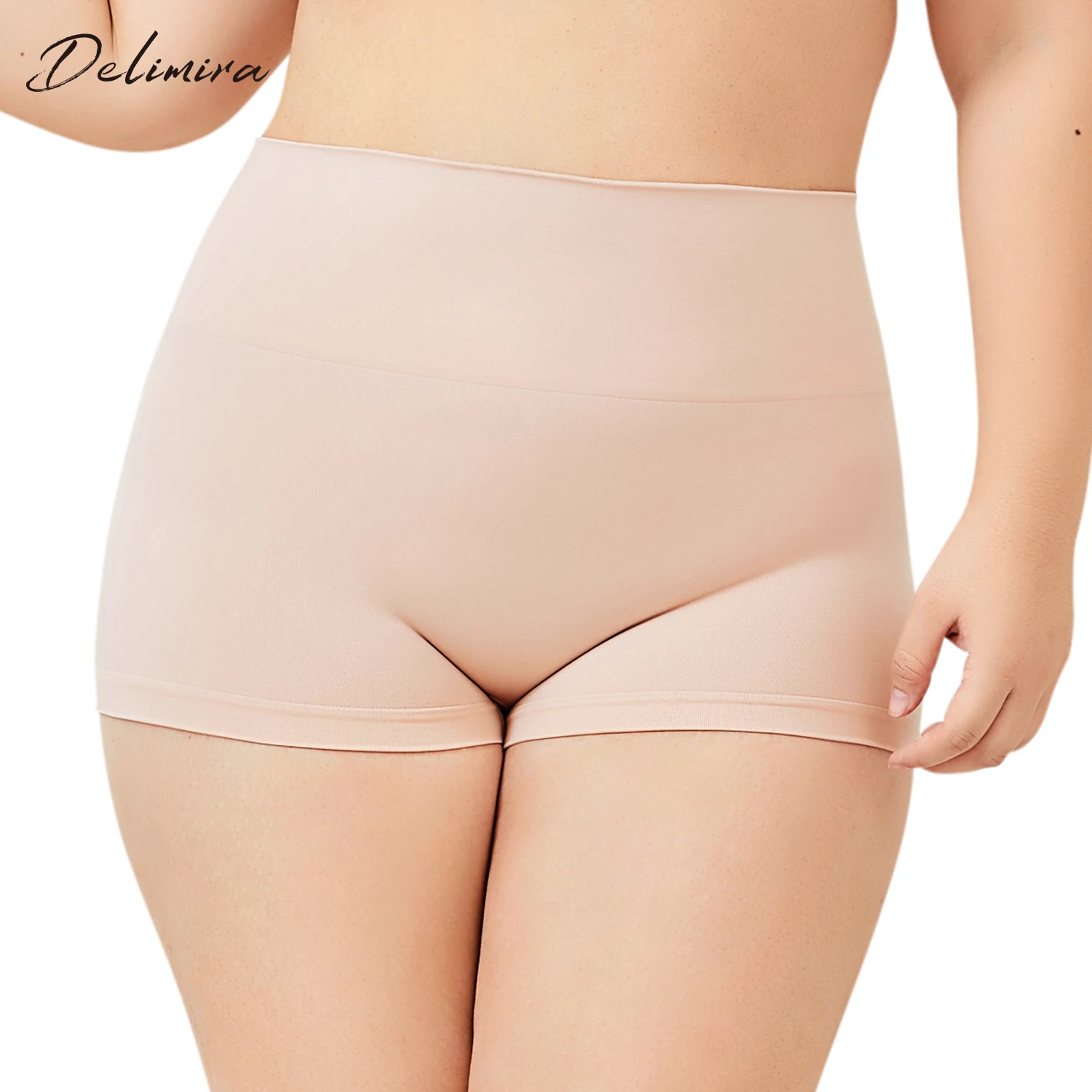 DELIMIRA Women's Plus Size Everyday Seamless Boyshort Tummy Control Shaping Panties