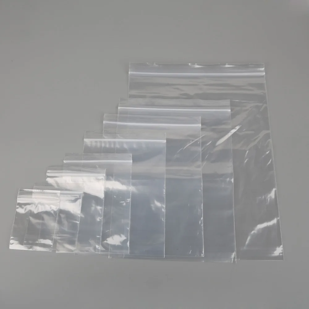 

100pcs/lot Transparent Self Sealing Zip Zipper Lock Plastic Bags Multi-size Clear Ziplock Bags For Jewelry Packaging