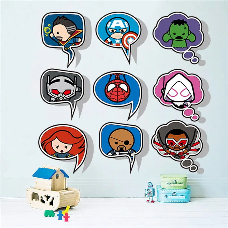 Cartoon spiderman avenger wall sticker for kids rooms children's Diy window glass decor art decals boy's room poster mural | Дом и сад