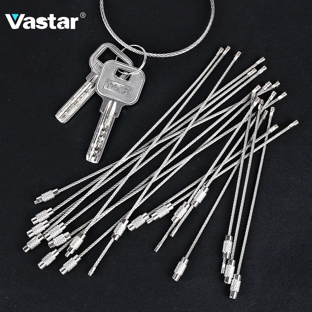Vastar 10 шт. см 20 Брелок тег веревка из нержавеющей стали EDC провод кабель петля винт