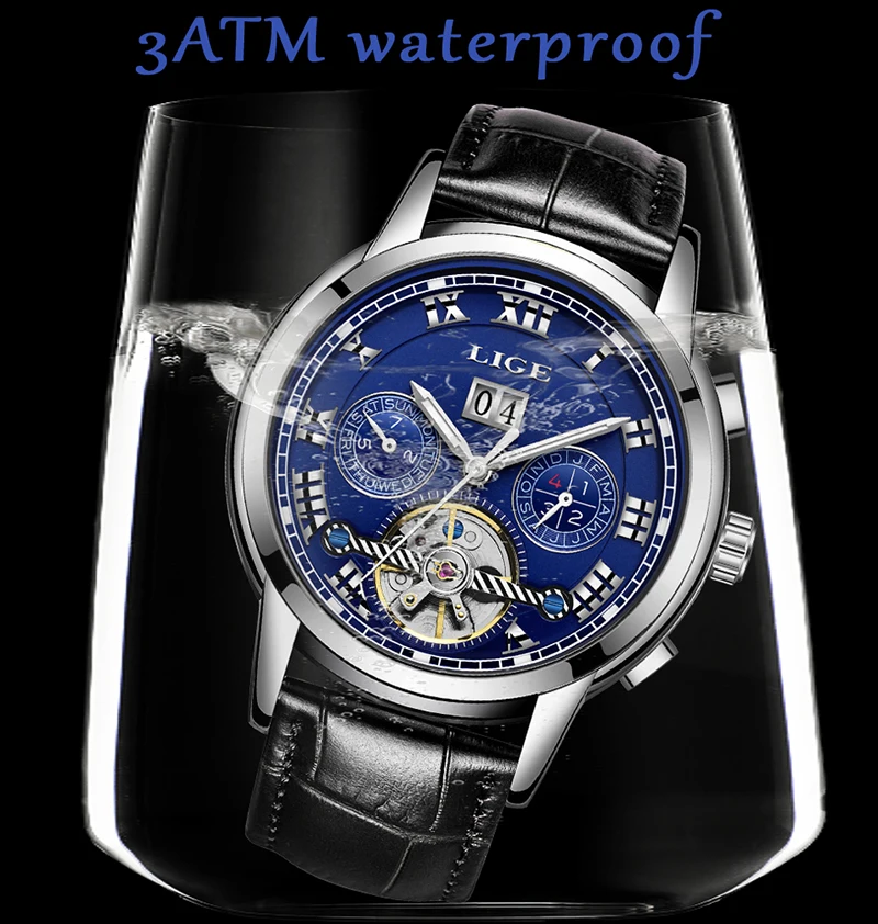 LIGE Men Watch Top Brand Luxury Date Leather Automatic Watches Mens Business Waterproof Sports Wrist watch Relogio Masculino+box LIGE Men Watch Top Brand Luxury Date Leather Automatic Watches Mens Business Waterproof Sports Wrist watch Relogio Masculino+box