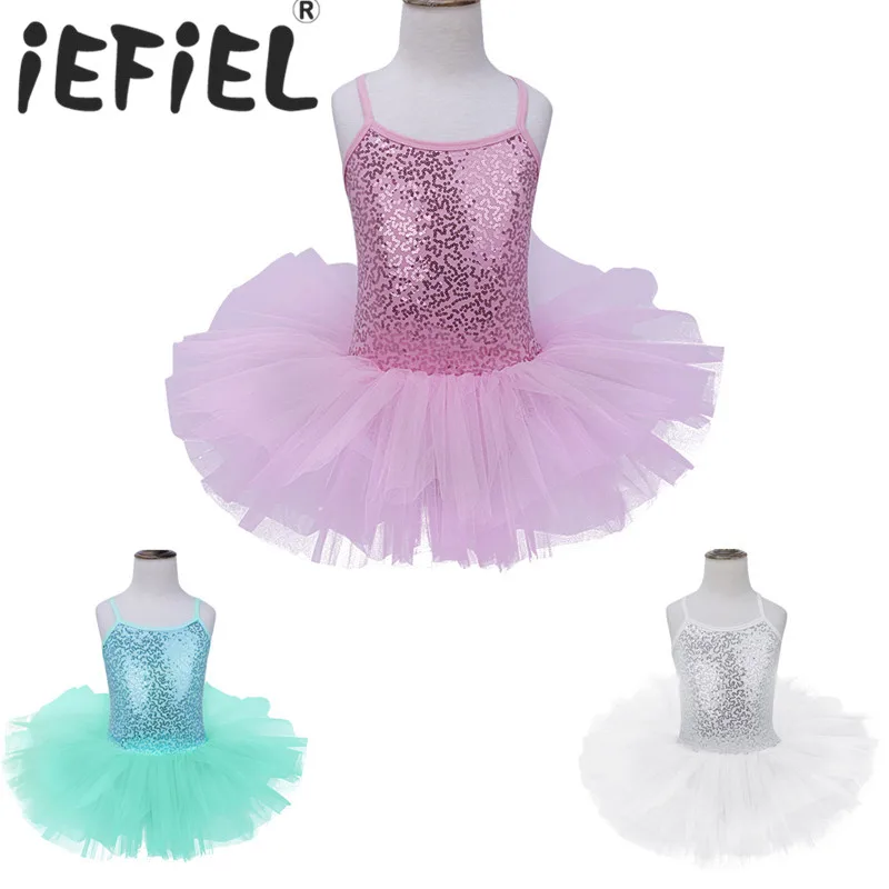 

Балетное платье-пачка для девочек, балерина с блестками, танцевальный костюм, гимнастический купальник, танцевальная одежда, сценическое выступление, iEFiEL для детей