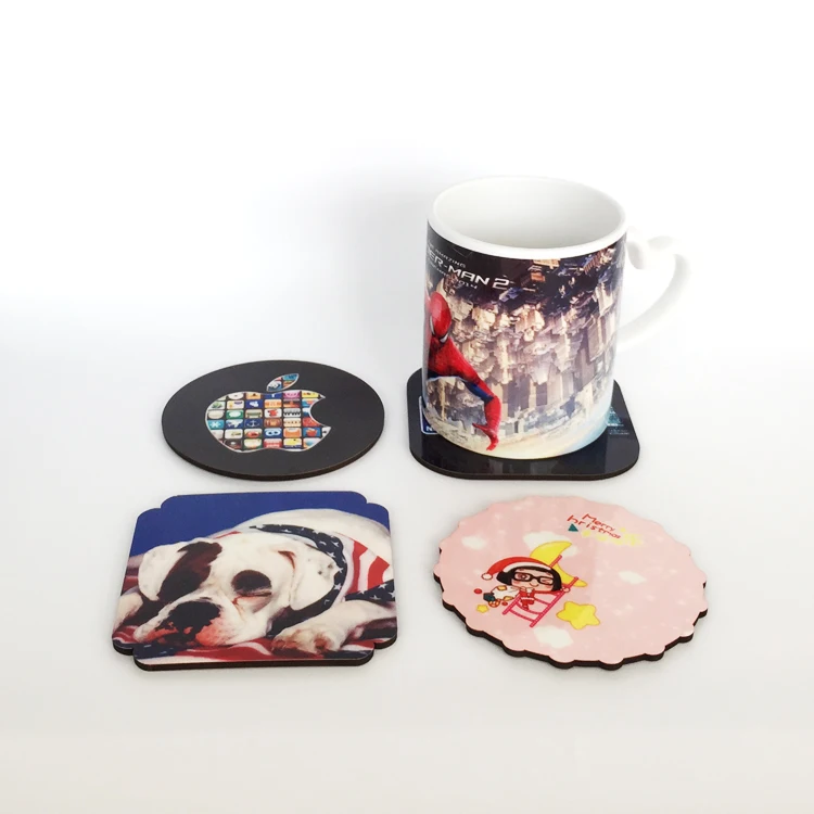 Panneau de fibres /à densit/é moyenne en MDF carr/és en li/ège et en carton dur de sublimation 9cm Carr/é Lot de 6 sous-verres carr/és en forme de sublimation vierge